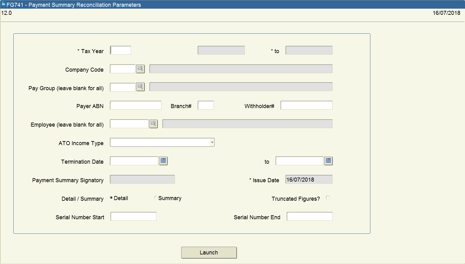 RC790 Payment Summary Reconciliation Report