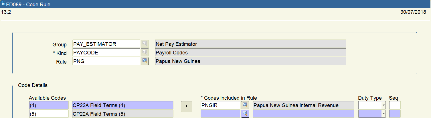 Paye Code Location Payroll Details